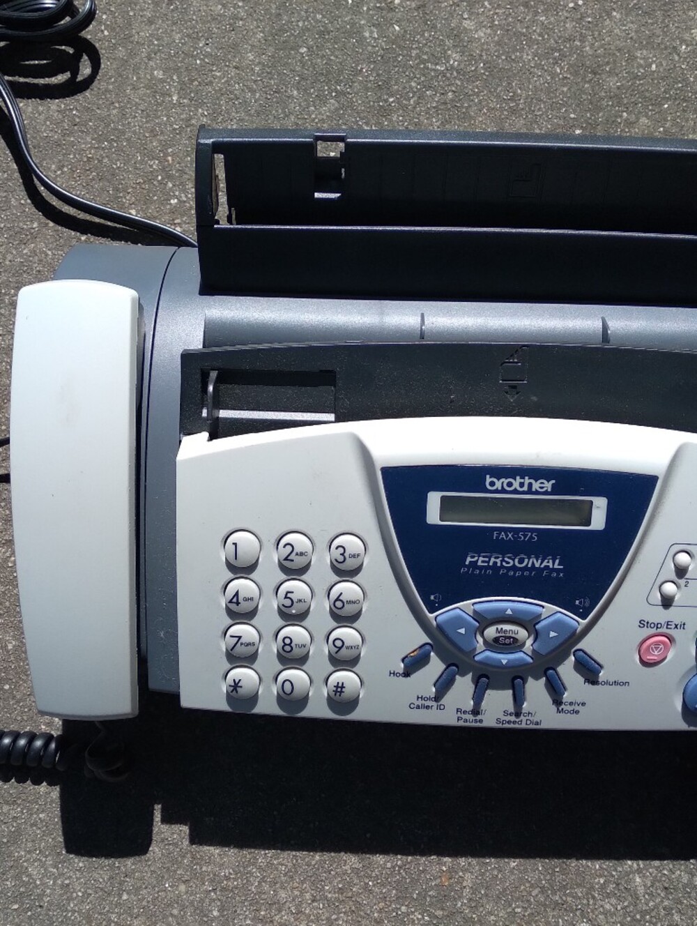 Brother White and Gray Fax Machine with Handset and Keypad